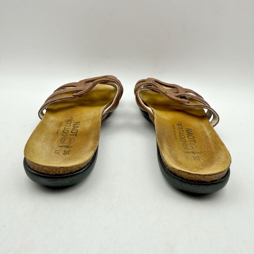 Naot Brown Leather Slide Sandals - Picture 8 of 14
